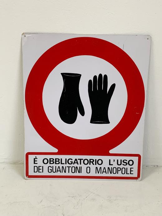 【在仓】意大利1970s中古警示牌 “必须戴手套” 商品图0