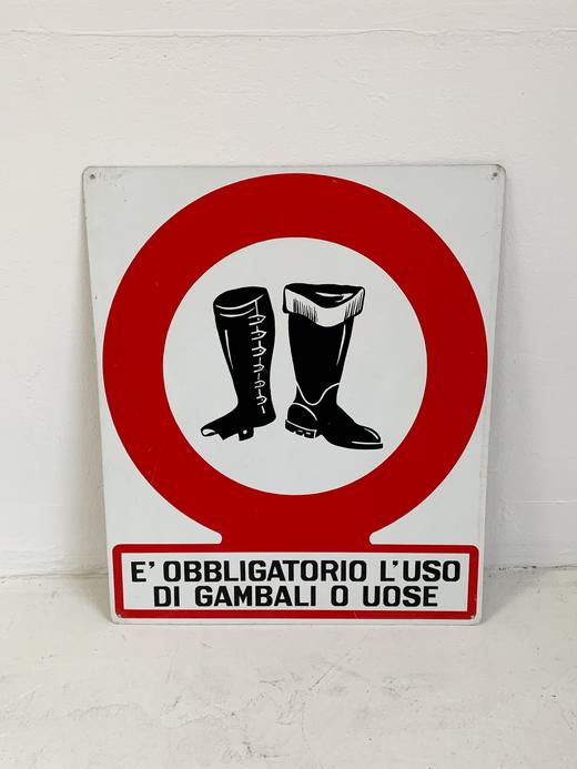 【在仓】意大利1970s中古警示牌 “必须套马靴” 商品图0