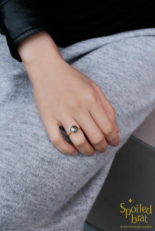SpoiledBrat Jewelry18k金苔藓海蓝宝戒指 商品图3
