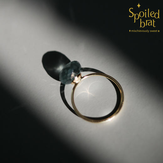 SpoiledBrat Jewelry18k金苔藓海蓝宝戒指 商品图2