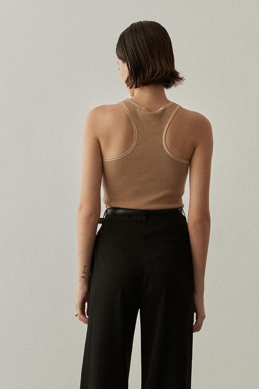 Viktoria Chan | SS2051 Dante Silk Trim Tank [上衣 黑/白/驼/灰] 商品图8