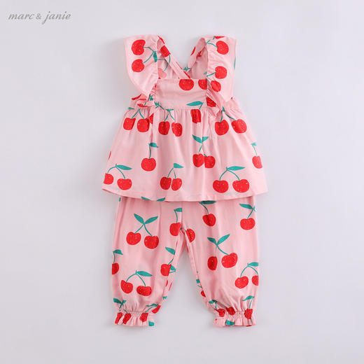 马克珍妮夏装女童薄款吊带荷叶边套装220769 商品图1