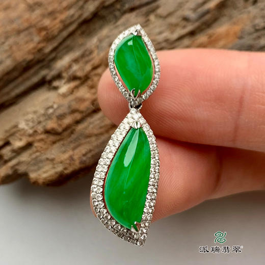 派瑞翡翠 18k金翡翠挂件 糯冰种 阳绿 商品图1