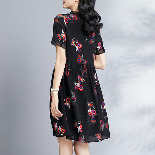 丁摩 夏季新款收腰真丝连衣裙宽松A字桑蚕丝连衣裙Q122038HS-DS399 商品图4