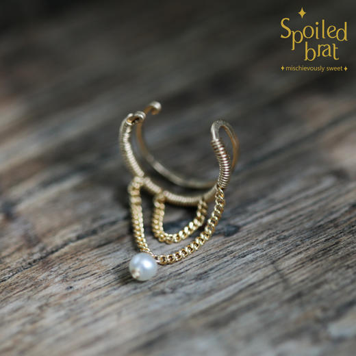 SpoiledBrat Jewelry14k注金单只个性珍珠耳骨夹 商品图6