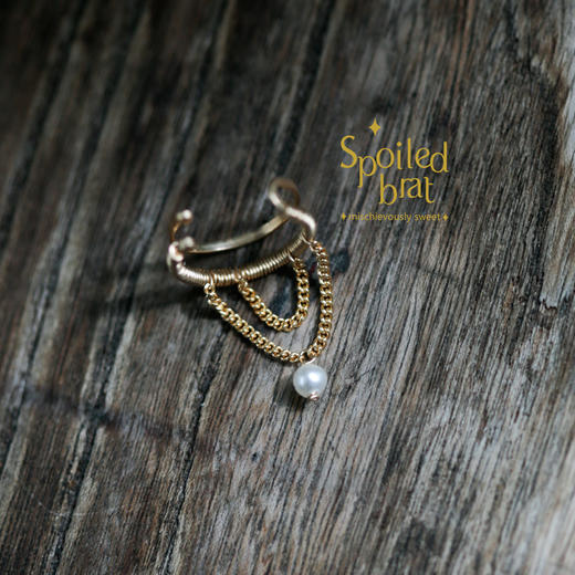 SpoiledBrat Jewelry14k注金单只个性珍珠耳骨夹 商品图5