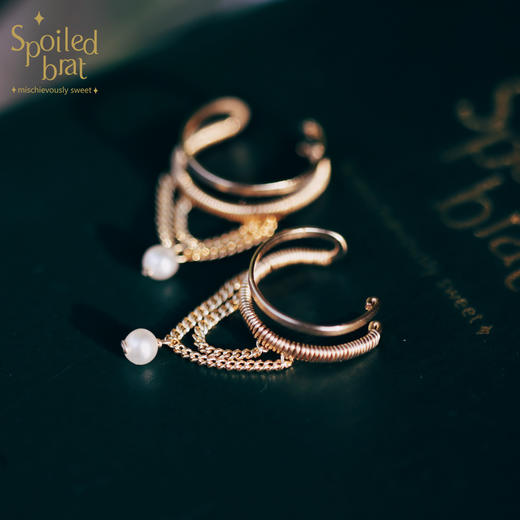 SpoiledBrat Jewelry14k注金单只个性珍珠耳骨夹 商品图7