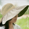 【热卖】黑胶半空顶防晒渔夫帽，可扎马尾草编遮阳帽，后空顶大帽檐遮脸防晒帽【223-6】 商品缩略图1