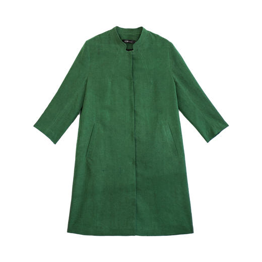 丁摩 龟纹香云纱真丝简洁风格中长款风衣外套Q122051 商品图7