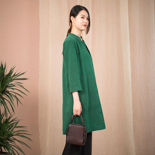 丁摩 龟纹香云纱真丝简洁风格中长款风衣外套Q122051 商品图1