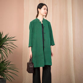 丁摩 龟纹香云纱真丝简洁风格中长款风衣外套Q122051