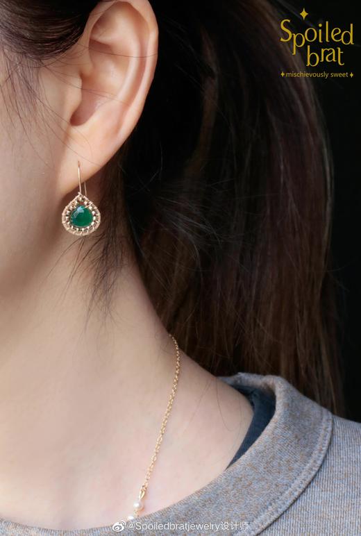 SpoiledBrat Jewelry 绿玉髓水滴形耳环 商品图1