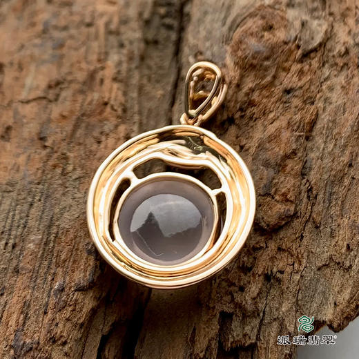 派瑞翡翠 18k金翡翠挂件 冰种 无色 商品图4