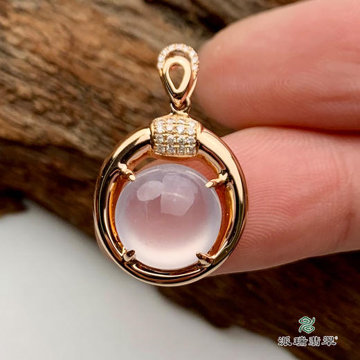 派瑞翡翠 18k金翡翠挂件 冰种 无色 商品图2