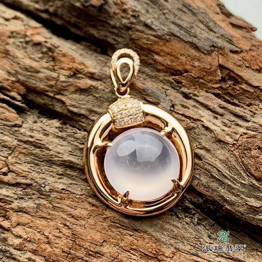 派瑞翡翠 18k金翡翠挂件 冰种 无色 商品图3