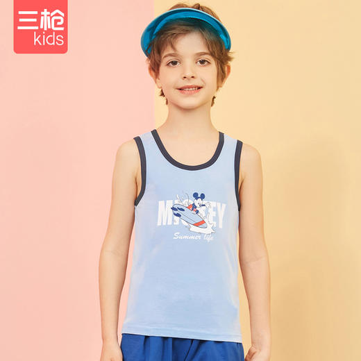 Threegun三枪 【舒肤弹力棉】男童打底儿童背心（两枚装）-3D039A011 商品图2
