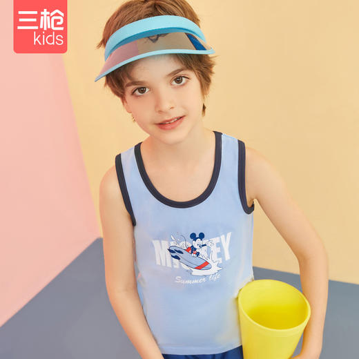 Threegun三枪 【舒肤弹力棉】男童打底儿童背心（两枚装）-3D039A011 商品图3