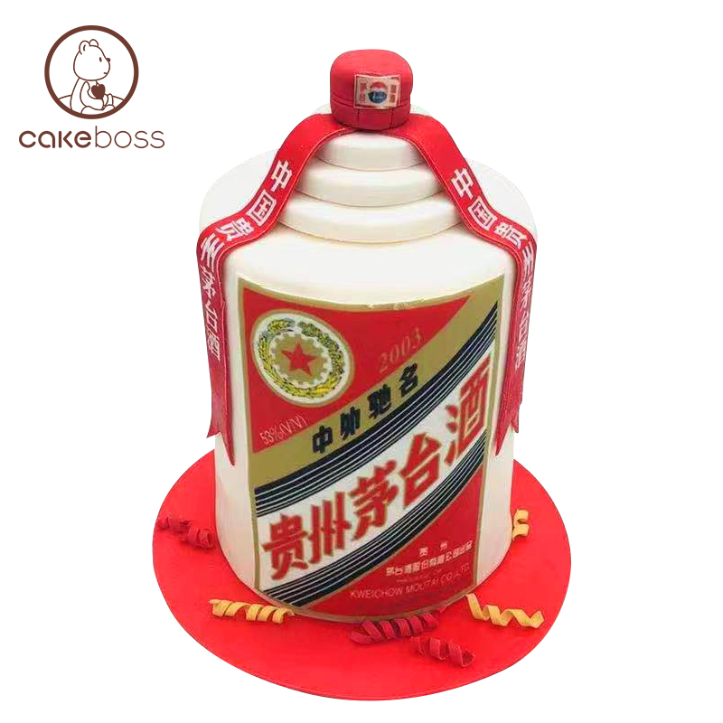 【私人订制】茅台酒翻糖水果奶油蛋糕 送男士