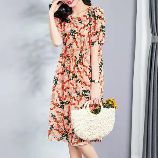 丁摩 夏季真丝连衣裙宽松高端a字裙桑蚕丝裙子Q122030 商品图2