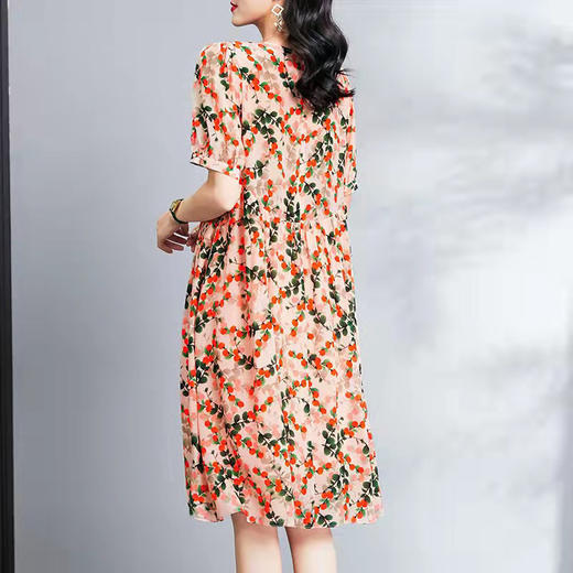 丁摩 夏季真丝连衣裙宽松高端a字裙桑蚕丝裙子Q122030 商品图3