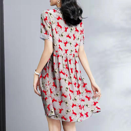 丁摩 夏季真丝连衣裙时尚宽松A字桑蚕丝裙子连衣裙Q122029 商品图3