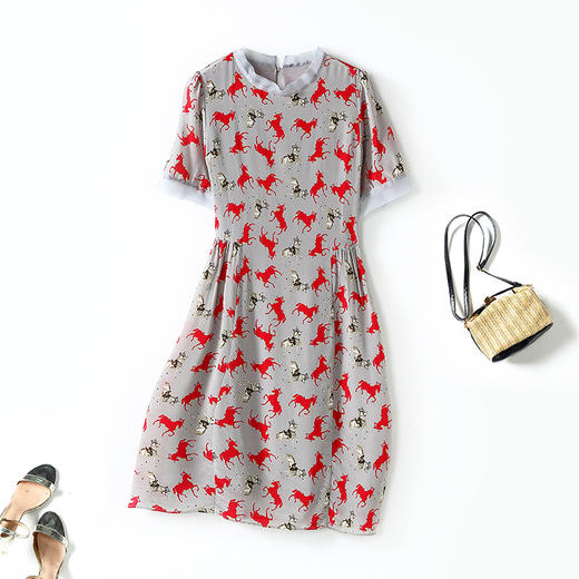 丁摩 夏季真丝连衣裙时尚宽松A字桑蚕丝裙子连衣裙Q122029 商品图4
