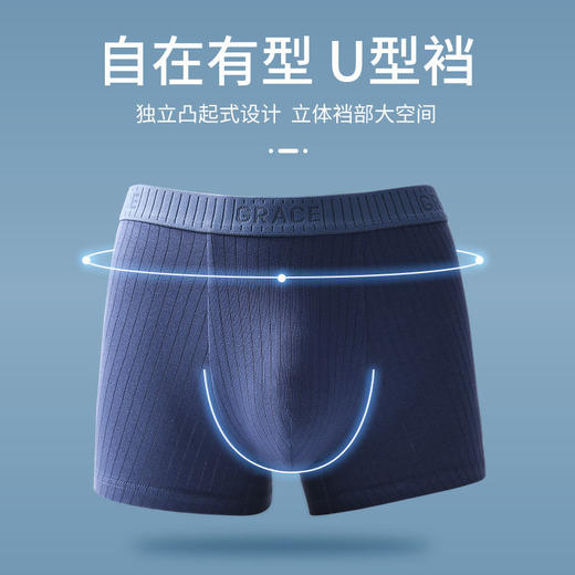 洁丽雅男士内裤纯棉透气中腰舒适平角裤学生春夏季新款吸汗裤衩 商品图3