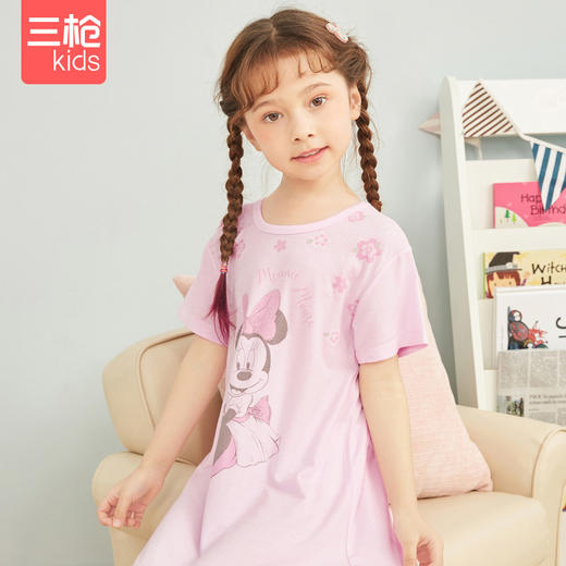 Threegun三枪 【莫代尔】女童圆领短袖儿童睡裙家居裙-7D099A011 商品图6