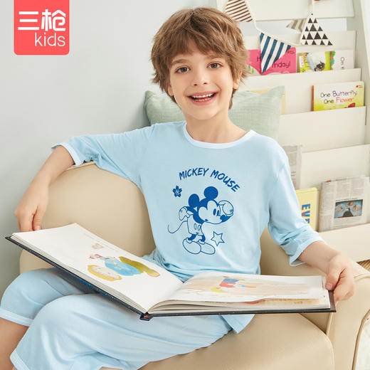 Threegun三枪 【莫代尔】少儿圆领中袖中裤家居服儿童家居服睡衣-8D139D011 商品图9