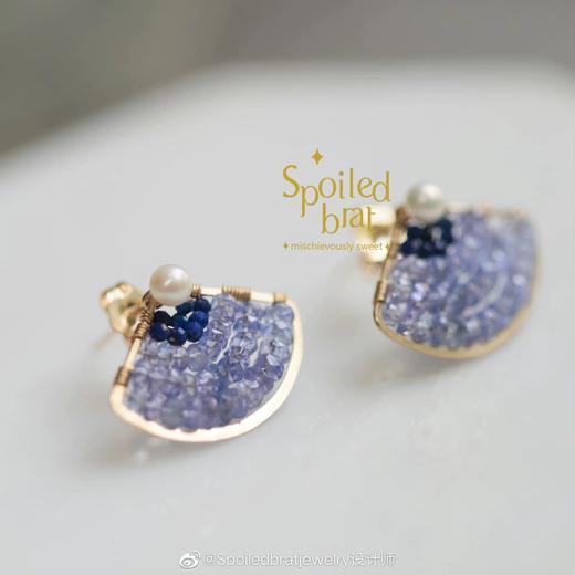 SpoiledBrat Jewelry 斜长石/尖晶石/铁矿石/堇青石扇形耳钉 商品图2