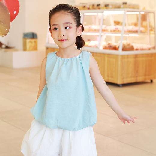 老虎【气质网红爆款】2022龙之涵原创设计师款无袖面包服  全棉 三次高温水洗  简约气质款 女童无袖面包上衣 商品图10