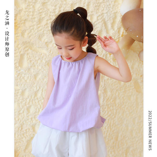 老虎【气质网红爆款】2022龙之涵原创设计师款无袖面包服  全棉 三次高温水洗  简约气质款 女童无袖面包上衣 商品图2