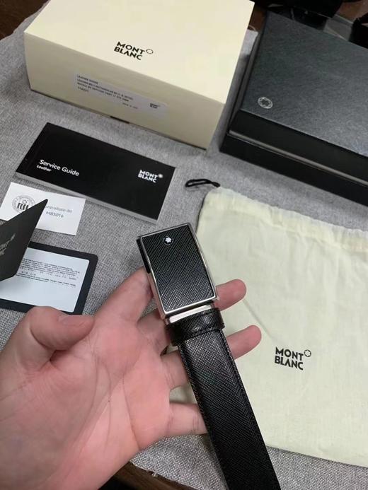 韩国订单..现货..万宝家男士黑色商务腰带，为数不多的板扣设计，货号114421 商品图1