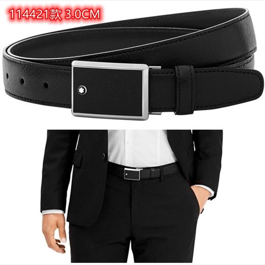 韩国订单..现货..万宝家男士黑色商务腰带，为数不多的板扣设计，货号114421 商品图0
