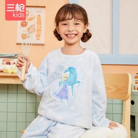 Threegun三枪 【法兰绒】女童圆领长袖家居套儿童家居服睡衣-8D108D011