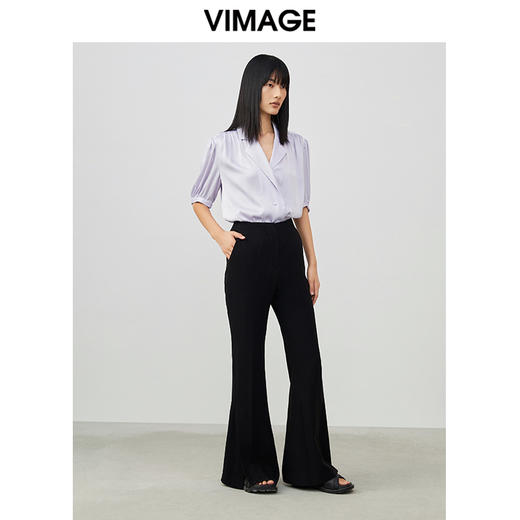 VIMAGE/纬漫纪夏季新款V领五分袖收腰显瘦女短衬衫V1709334 商品图1