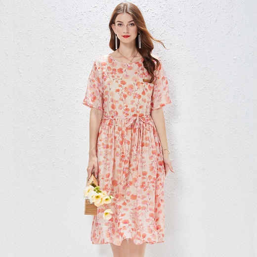 丁摩  两件套配纯棉吊带时尚沙滩裙天丝短袖连衣裙大码女装夏Q122033 商品图4