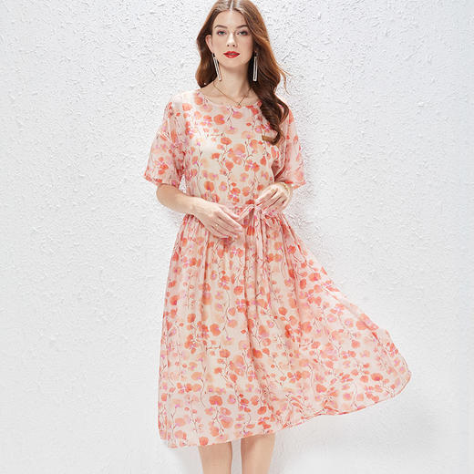 丁摩  两件套配纯棉吊带时尚沙滩裙天丝短袖连衣裙大码女装夏Q122033 商品图5