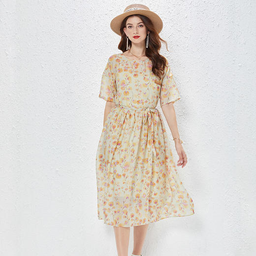 丁摩  两件套配纯棉吊带时尚沙滩裙天丝短袖连衣裙大码女装夏Q122033 商品图7