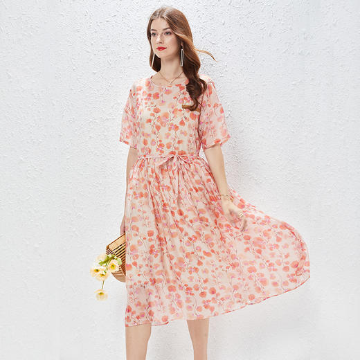 丁摩  两件套配纯棉吊带时尚沙滩裙天丝短袖连衣裙大码女装夏Q122033 商品图2