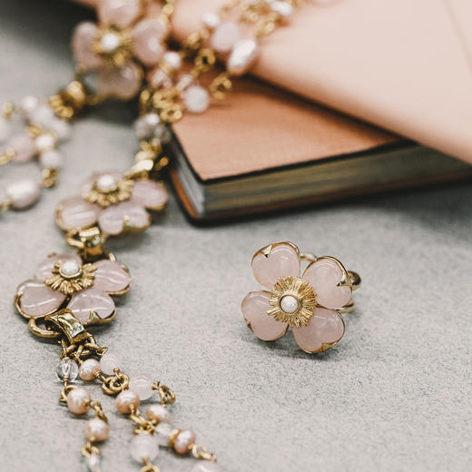 北京仓｜Goossens Paris-Trefle-天然粉色石英 珍珠 戒指［法国设计师］ 商品图7