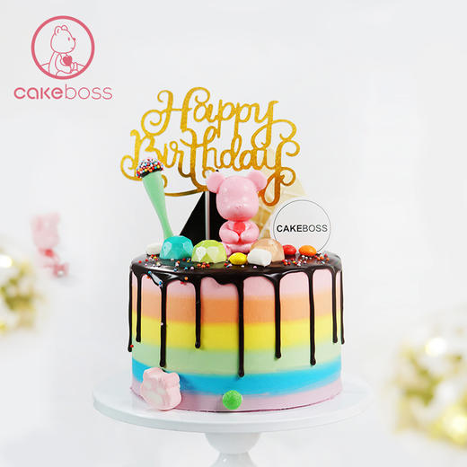 彩虹小熊水果奶油生日蛋糕 商品图0
