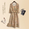 岐氏姐妹 夏季苎麻中长款连衣裙棉麻裙子Q122035HS-DY199 商品缩略图3