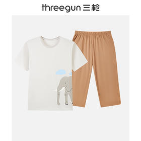 Threegun三枪 【舒感棉】圆领短袖中裤女士家居套家居服-82110D011