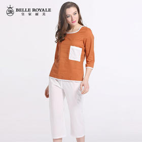 皇家丽美夏季短袖短裤睡衣女套头宽松家居服套装JJ2203