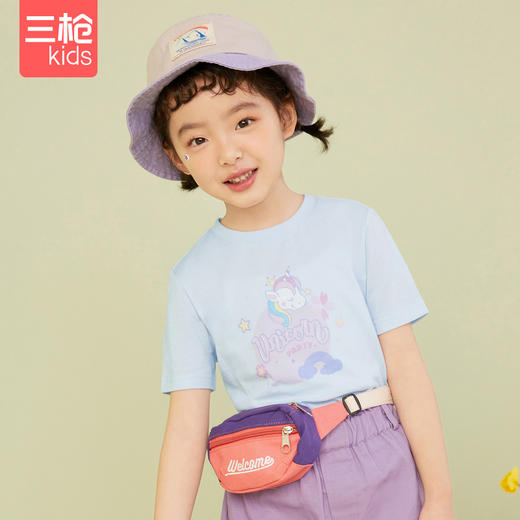 Threegun三枪 【水柔棉】男童女童少儿圆领儿童短袖衫T恤-29373A011 商品图8