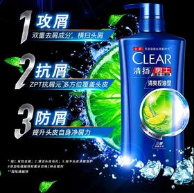 650g清扬男士去屑洗发露清爽控油型蓝瓶