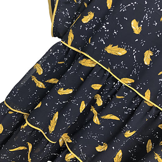 丁摩 V领宽松印花连衣裙沙滩裙时尚飘逸雪纺连衣裙Q122028 商品图4