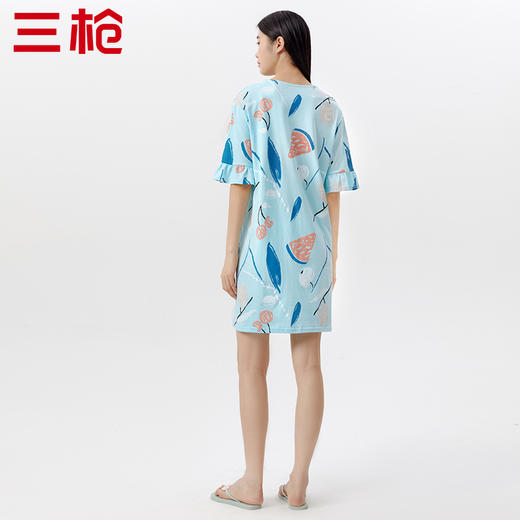 Threegun三枪 【舒感棉】圆领中袖女士家居裙睡裙-70456A011 商品图3