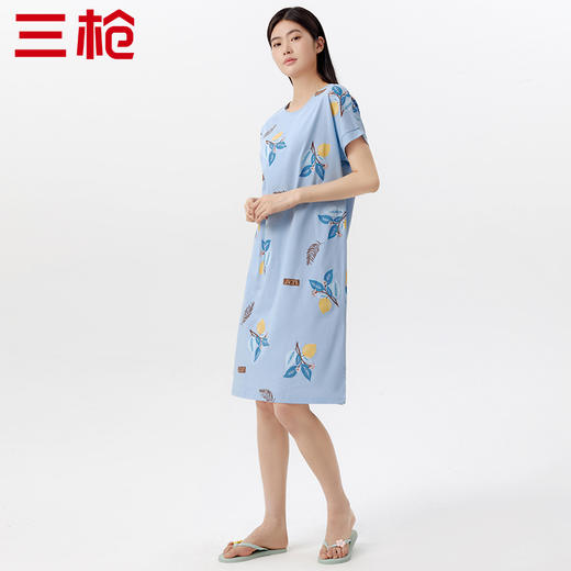 Threegun三枪 【舒感棉】圆领短袖女士家居裙睡裙-70454A011 商品图1